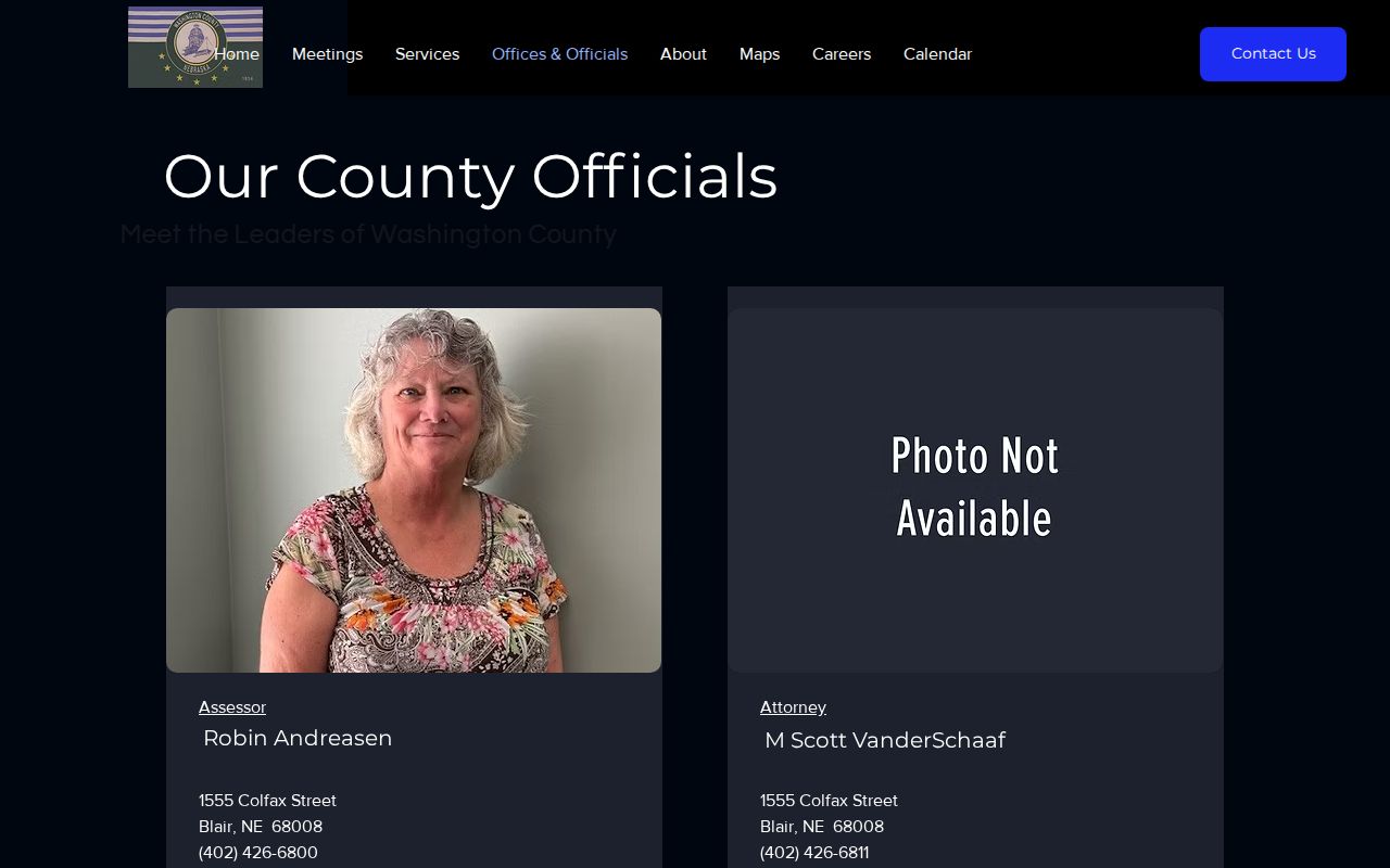 Washington County Nebraska criminal history office directory