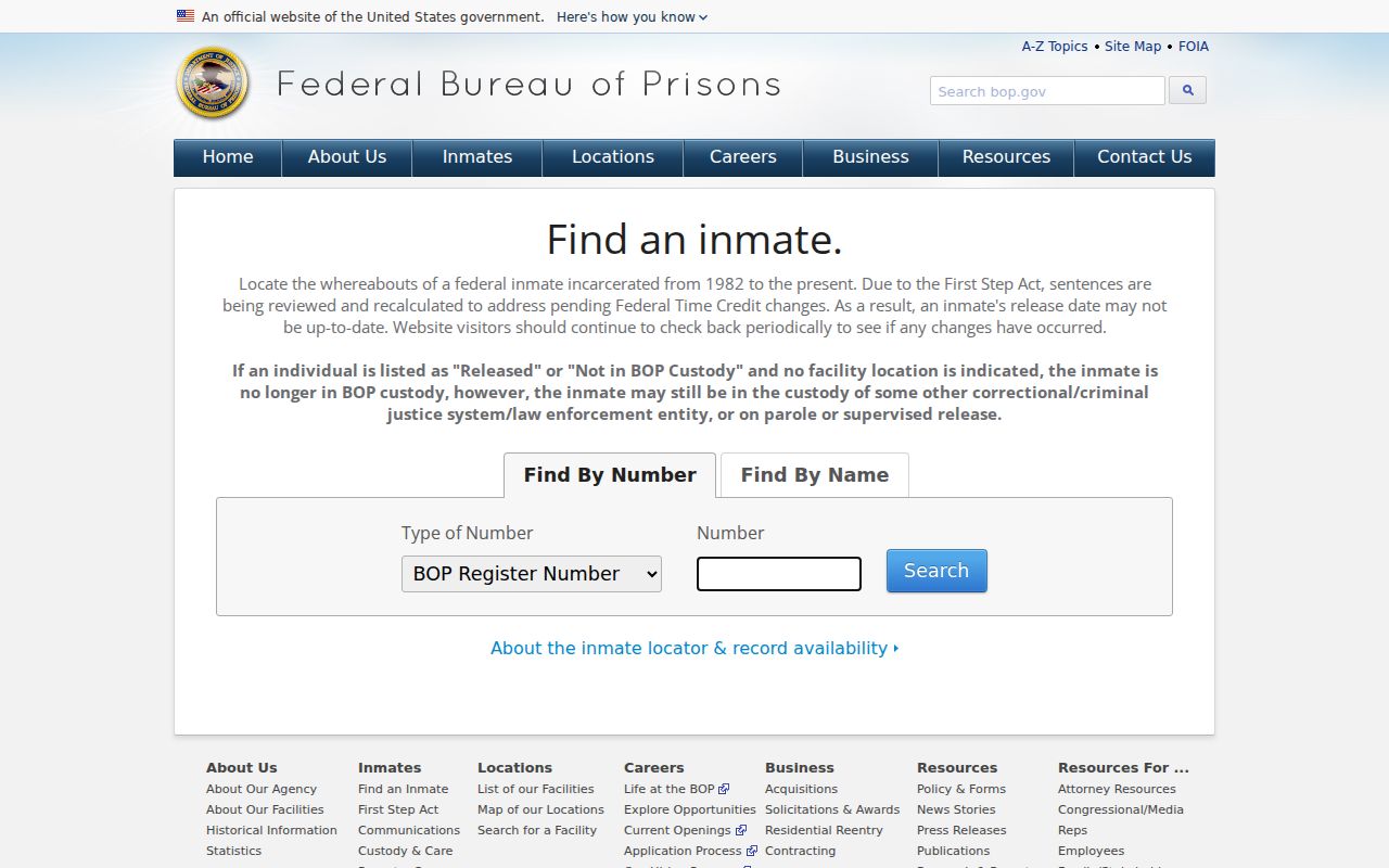 Washington County arrest lookup federal BOP custody layer