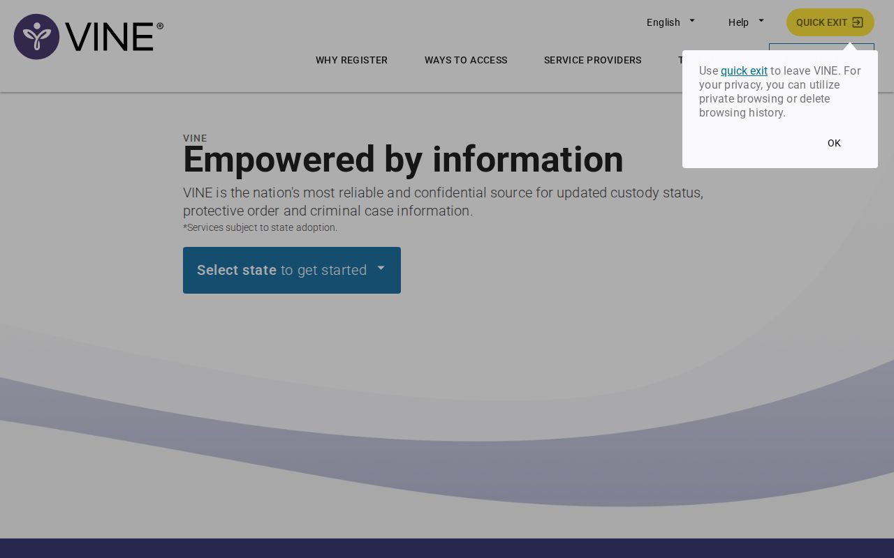 Washington County arrest lookup custody notification through VINELink