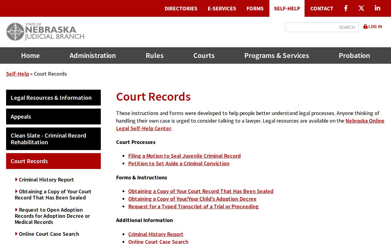 Washington County criminal court records Nebraska court access resources