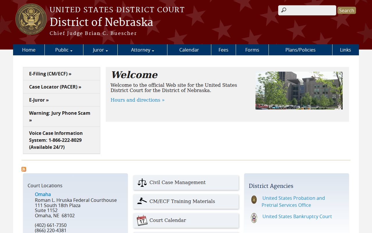 Washington County criminal court records federal District of Nebraska layer
