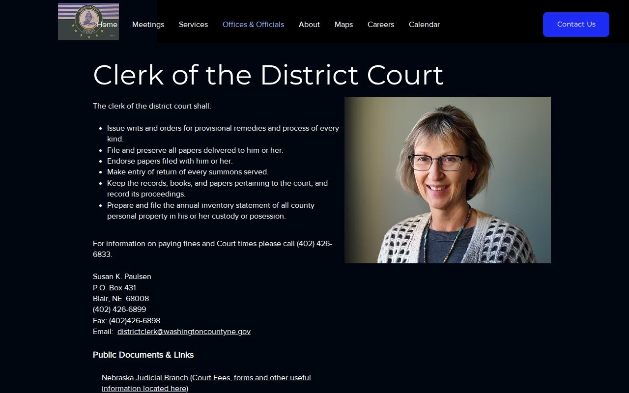 Washington County criminal court records district clerk page