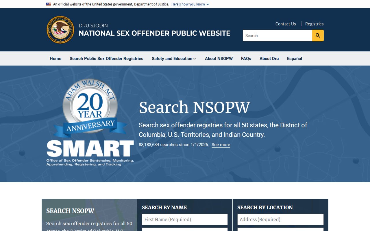 Washington County sex offender search through the national NSOPW portal